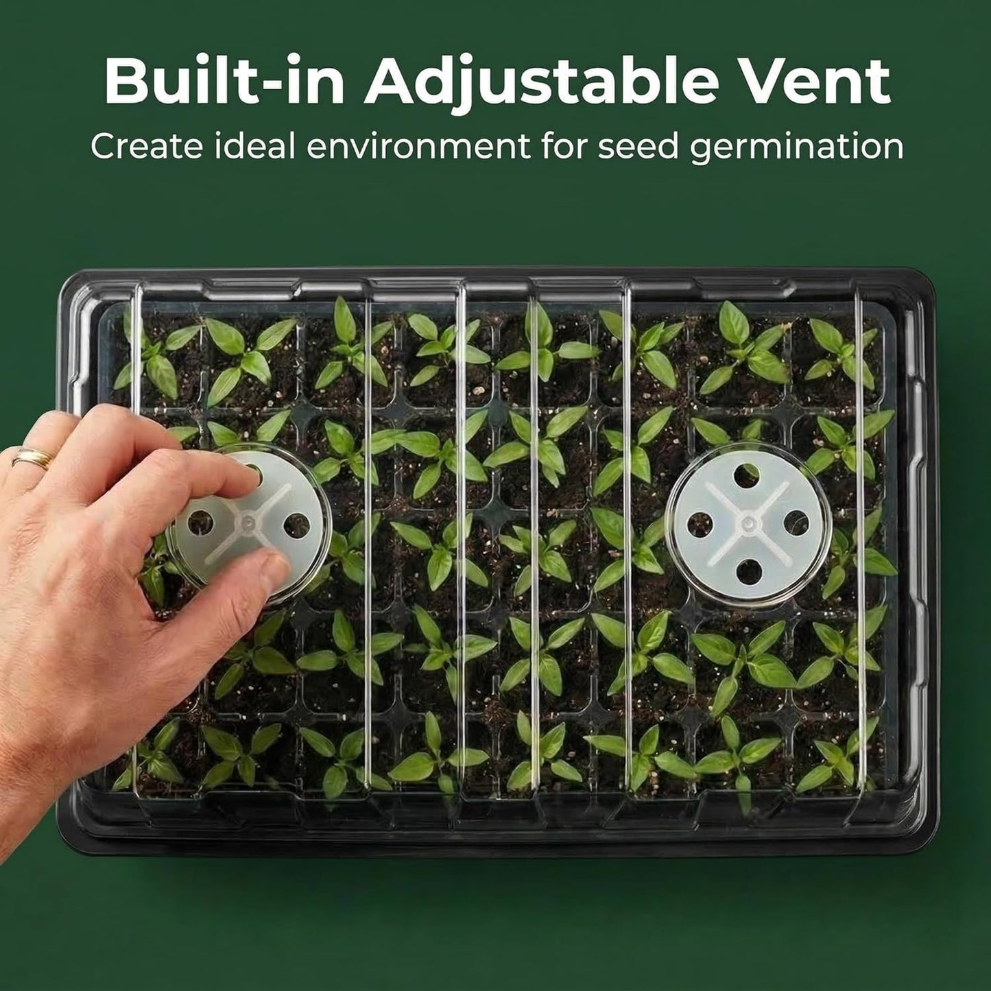 5-Set Garden Propagator Set, Seed Tray Kits with 200-Cell, Seed Starter Tray with Dome and Base 15" X 9" (40-Cell per Tray)