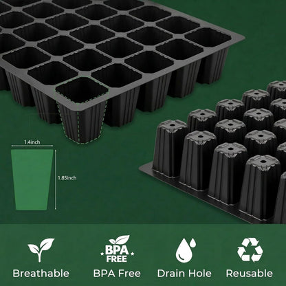 5-Set Garden Propagator Set, Seed Tray Kits with 200-Cell, Seed Starter Tray with Dome and Base 15" X 9" (40-Cell per Tray)