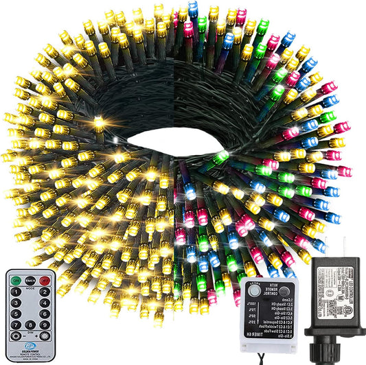Haili 108FT Color Changing Christmas Lights, 300 LED Christmas Lights Outdoor, UL Certified 9 Lighting Modes for House Christmas Decoration, Christmas Tree Lights with Timer Remote
